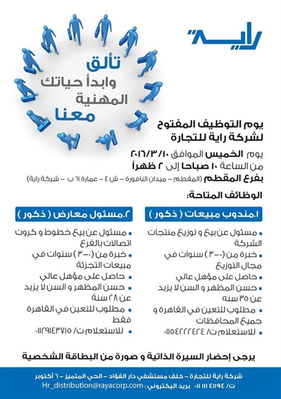 وظائف شركة راية للاتصالات 2016: شروط التقديم على وظائف شركة راية في جميع المحافظات